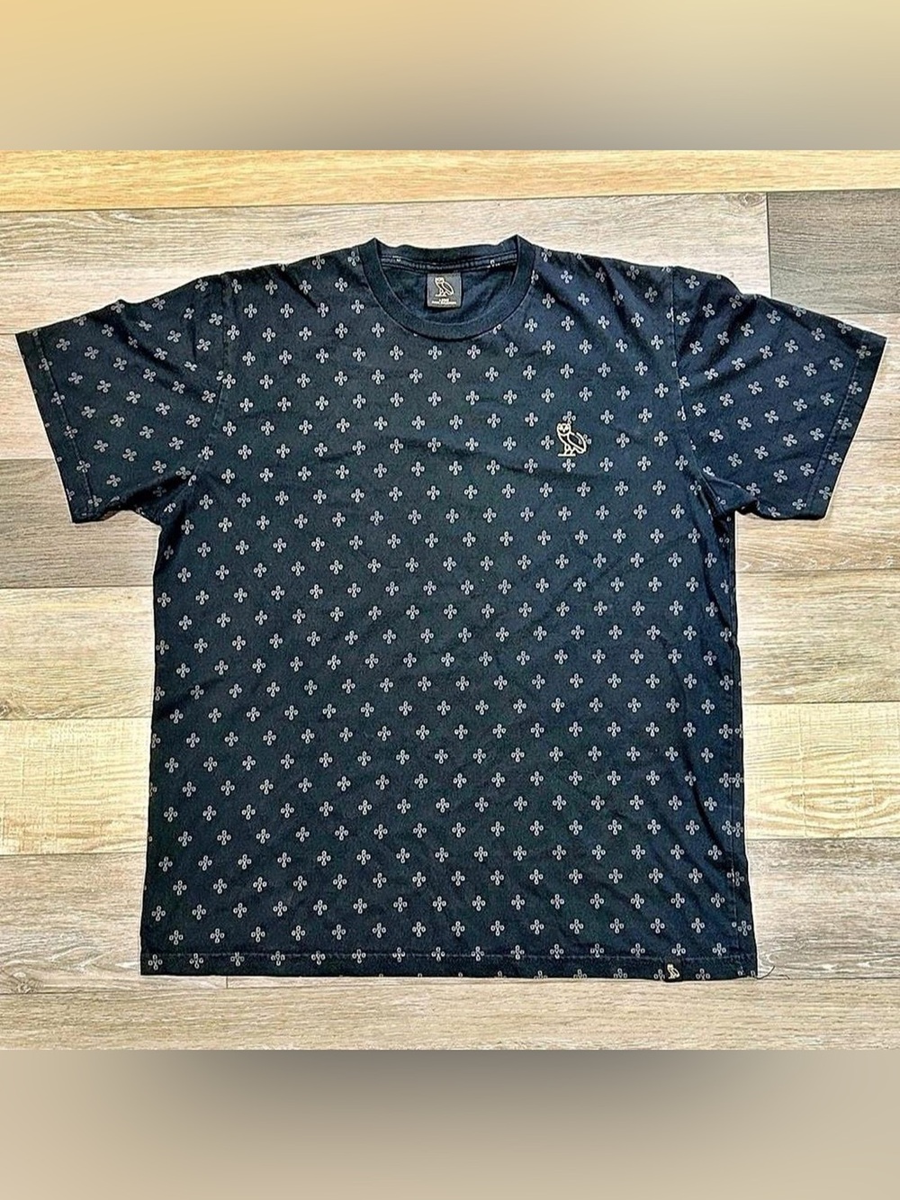 OVO Black Fleur Pattern Short Sleeve Tee